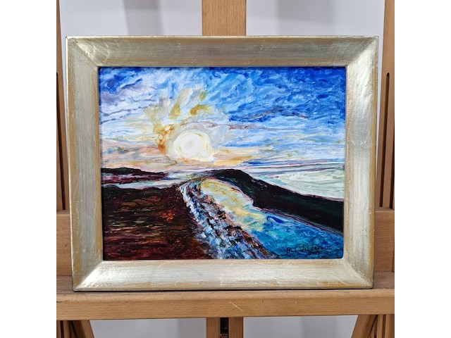 Acryl schilderij, maya wildevuur, zonsondergang, 2017 - afbeelding 3 van  10