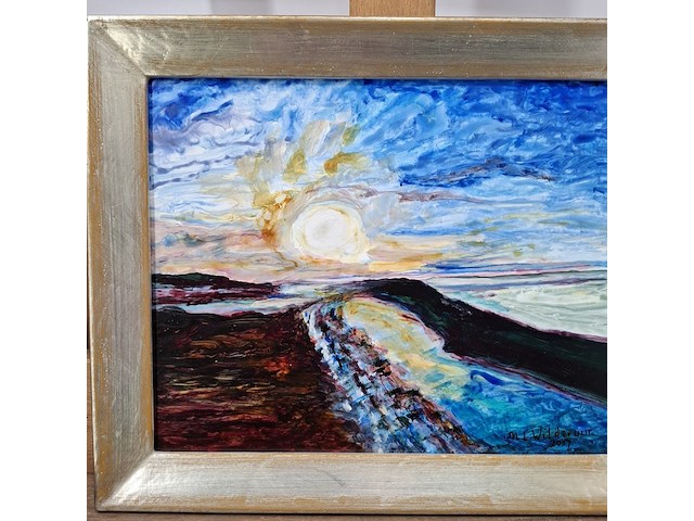 Acryl schilderij, maya wildevuur, zonsondergang, 2017 - afbeelding 4 van  10