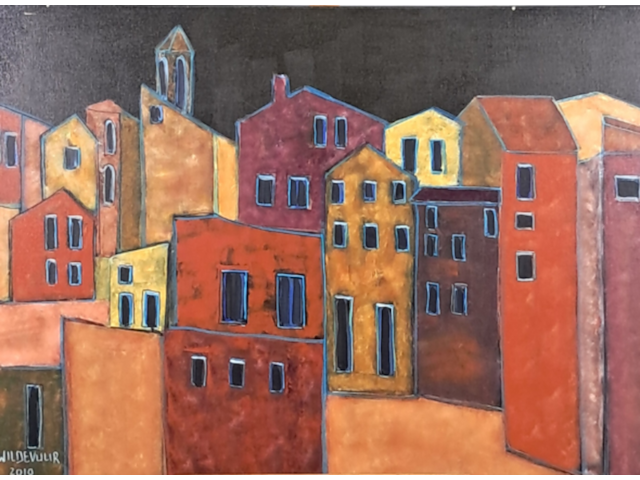 Acryl schilderij, maya wildevuur - afbeelding 1 van  8