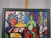 Acryl schilderij op doek, maya wildevuur, abstracte figuren, 1996 - afbeelding 2 van  8