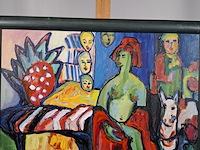 Acryl schilderij op doek, maya wildevuur, abstracte figuren, 1996 - afbeelding 4 van  8