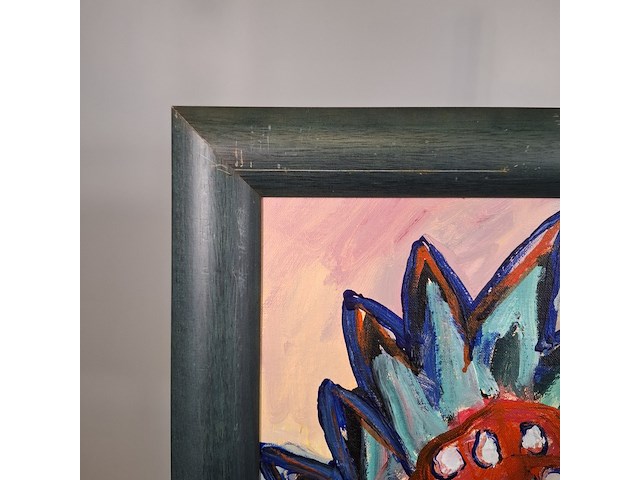 Acryl schilderij op doek, maya wildevuur, abstracte figuren, 1996 - afbeelding 6 van  8