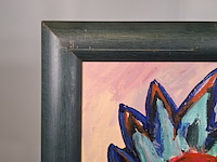 Acryl schilderij op doek, maya wildevuur, abstracte figuren, 1996 - afbeelding 6 van  8