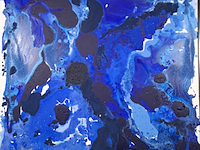 Acryl schilderij op doek, maya wildevuur, compositie blauw, 1993 - afbeelding 1 van  9