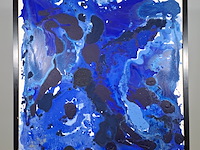 Acryl schilderij op doek, maya wildevuur, compositie blauw, 1993 - afbeelding 3 van  9