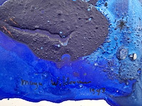 Acryl schilderij op doek, maya wildevuur, compositie blauw, 1993 - afbeelding 5 van  9