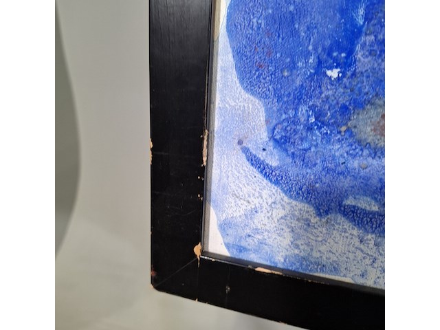 Acryl schilderij op doek, maya wildevuur, compositie blauw, 1993 - afbeelding 6 van  9