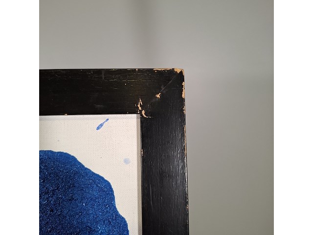 Acryl schilderij op doek, maya wildevuur, compositie blauw, 1993 - afbeelding 7 van  9