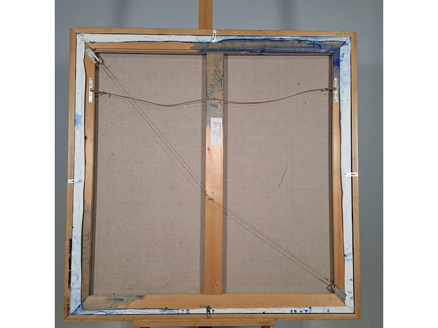 Acryl schilderij op doek, maya wildevuur, compositie blauw, 1993 - afbeelding 8 van  9