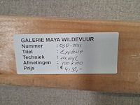 Acryl schilderij op doek, maya wildevuur, explosie, 1991 - afbeelding 2 van  10