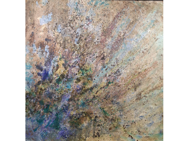 Acryl schilderij op doek, maya wildevuur, explosie, 1991 - afbeelding 1 van  10