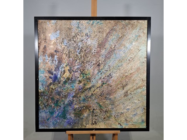 Acryl schilderij op doek, maya wildevuur, explosie, 1991 - afbeelding 4 van  10