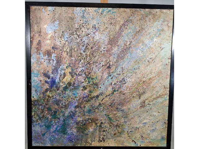 Acryl schilderij op doek, maya wildevuur, explosie, 1991 - afbeelding 5 van  10