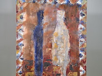 Acryl schilderij op doek, maya wildevuur, figuren, 1992 - afbeelding 2 van  7