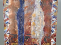 Acryl schilderij op doek, maya wildevuur, figuren, 1992 - afbeelding 5 van  7