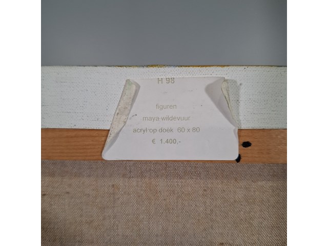 Acryl schilderij op doek, maya wildevuur, figuren, 1992 - afbeelding 7 van  7