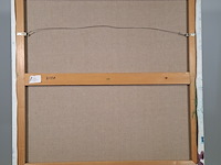 Acryl schilderij op doek, maya wildevuur, flamingo's, 1991 - afbeelding 7 van  8