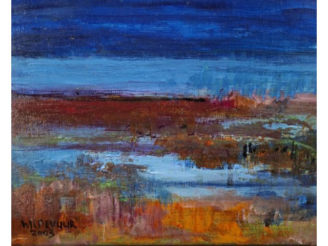 Acryl schilderij op doek, maya wildevuur, hollands landschap, 2003 - afbeelding 1 van  10