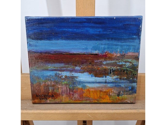 Acryl schilderij op doek, maya wildevuur, hollands landschap, 2003 - afbeelding 3 van  10