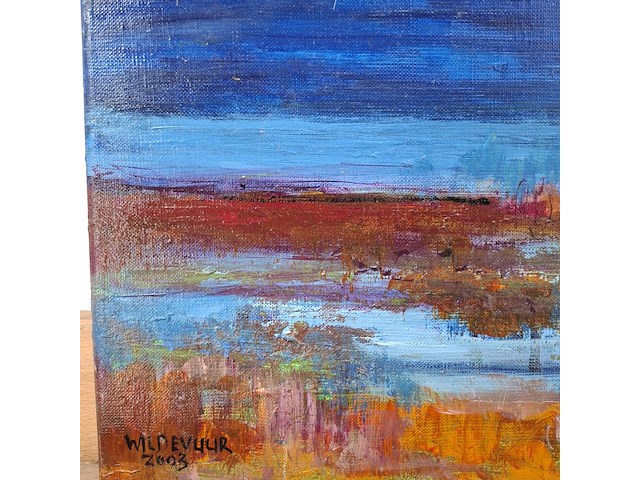 Acryl schilderij op doek, maya wildevuur, hollands landschap, 2003 - afbeelding 4 van  10
