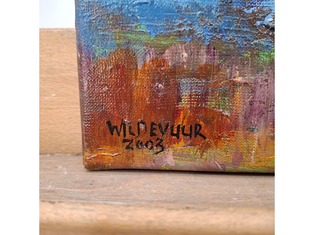 Acryl schilderij op doek, maya wildevuur, hollands landschap, 2003 - afbeelding 6 van  10