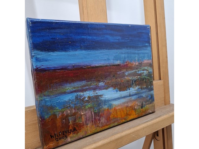 Acryl schilderij op doek, maya wildevuur, hollands landschap, 2003 - afbeelding 7 van  10