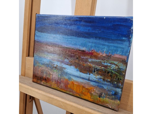 Acryl schilderij op doek, maya wildevuur, hollands landschap, 2003 - afbeelding 8 van  10