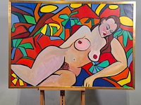 Acryl schilderij op doek, maya wildevuur, naakt, 1987 - afbeelding 1 van  7