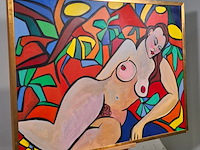 Acryl schilderij op doek, maya wildevuur, naakt, 1987 - afbeelding 2 van  7