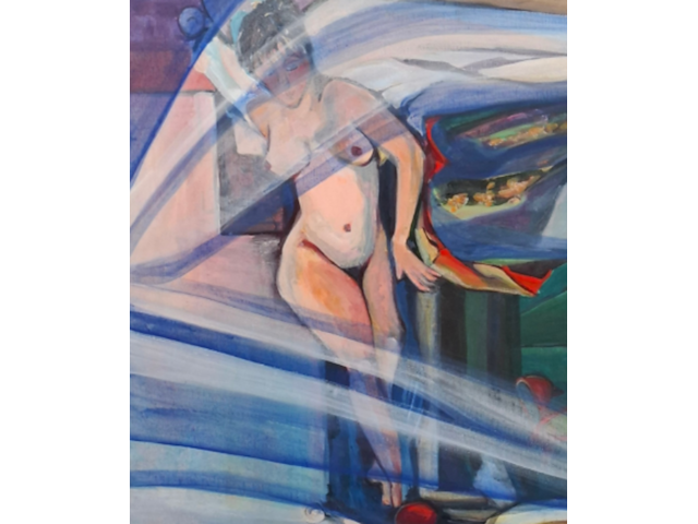 Acryl schilderij op doek, maya wildevuur, naakt - afbeelding 1 van  6