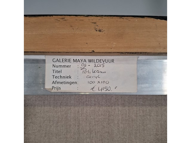 Acryl schilderij op doek, maya wildevuur, pelikaan, 2001 - afbeelding 7 van  8