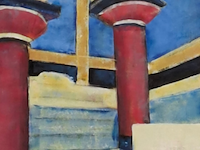Acryl schilderij op doek, maya wildevuur, tempel, 1998 - afbeelding 1 van  8