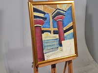 Acryl schilderij op doek, maya wildevuur, tempel, 1998 - afbeelding 3 van  8