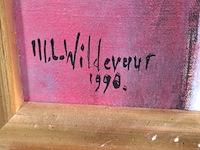 Acryl schilderij op doek, maya wildevuur, tempel, 1998 - afbeelding 5 van  8