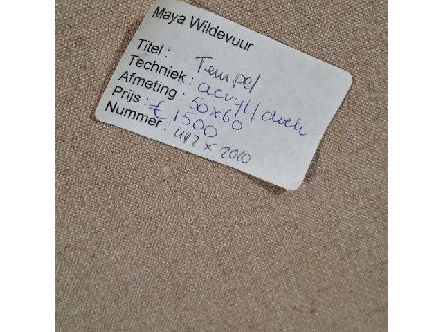 Acryl schilderij op doek, maya wildevuur, tempel, 1998 - afbeelding 8 van  8