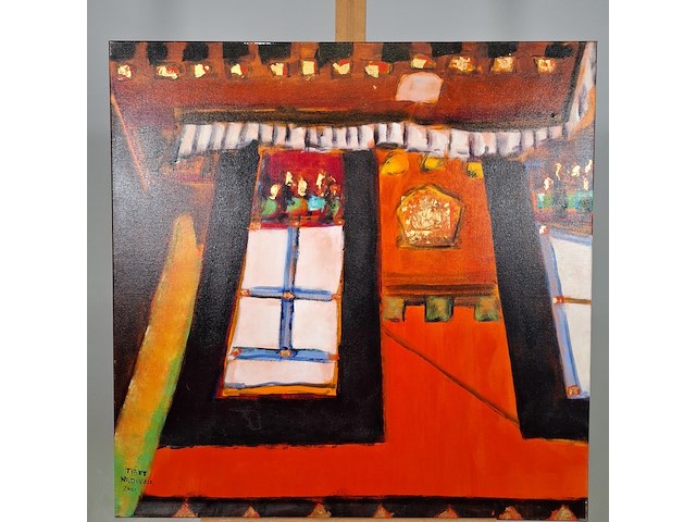 Acryl schilderij op doek, maya wildevuur, tibet, 2001 - afbeelding 2 van  7