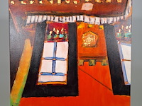 Acryl schilderij op doek, maya wildevuur, tibet, 2001 - afbeelding 3 van  7