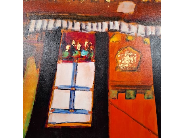Acryl schilderij op doek, maya wildevuur, tibet, 2001 - afbeelding 4 van  7