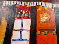 Acryl schilderij op doek, maya wildevuur, tibet, 2001 - afbeelding 4 van  7