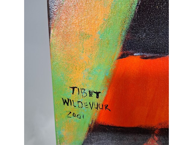 Acryl schilderij op doek, maya wildevuur, tibet, 2001 - afbeelding 5 van  7