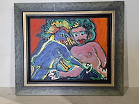Acryl schilderij op paneel, maya wildevuur (1944-2023), naakt paar, 1997 - afbeelding 1 van  7