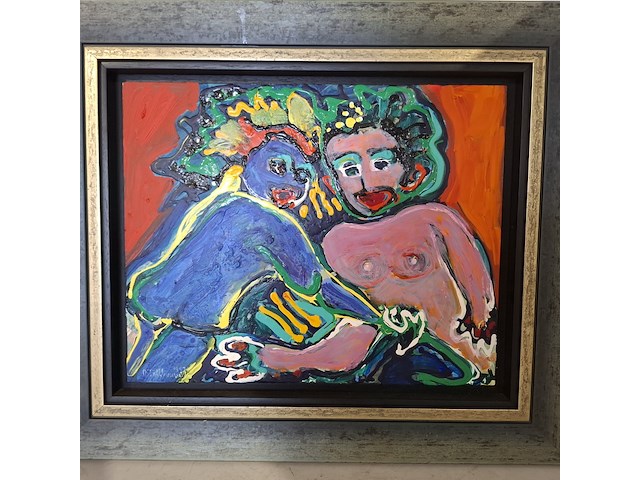 Acryl schilderij op paneel, maya wildevuur (1944-2023), naakt paar, 1997 - afbeelding 2 van  7