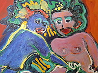 Acryl schilderij op paneel, maya wildevuur (1944-2023), naakt paar, 1997 - afbeelding 3 van  7