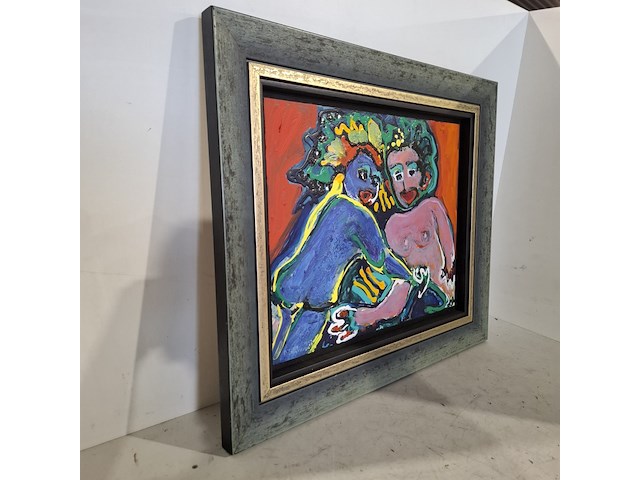 Acryl schilderij op paneel, maya wildevuur (1944-2023), naakt paar, 1997 - afbeelding 4 van  7