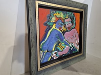 Acryl schilderij op paneel, maya wildevuur (1944-2023), naakt paar, 1997 - afbeelding 4 van  7