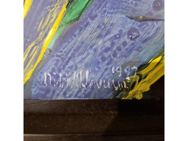 Acryl schilderij op paneel, maya wildevuur (1944-2023), naakt paar, 1997 - afbeelding 5 van  7