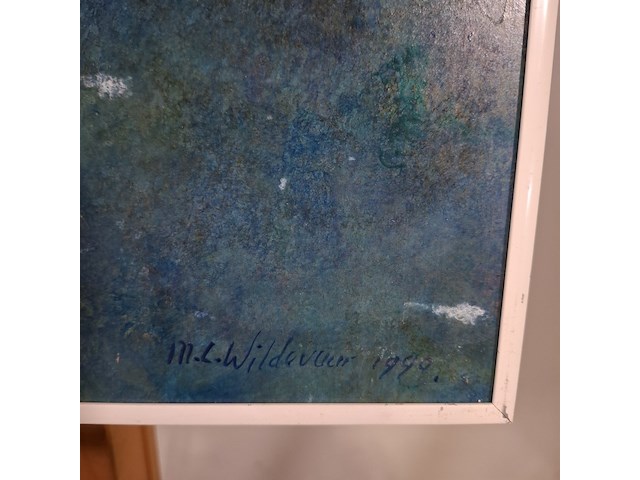 Acryl schilderij op paneel, maya wildevuur, abstract, 1990 - afbeelding 5 van  7