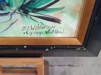 Acryl schilderij op paneel, maya wildevuur, bloemenveld, 1991 - afbeelding 3 van  8