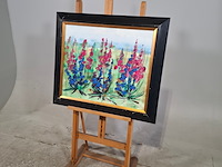 Acryl schilderij op paneel, maya wildevuur, bloemenveld, 1991 - afbeelding 5 van  8