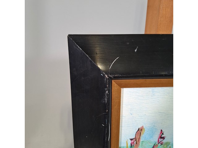 Acryl schilderij op paneel, maya wildevuur, bloemenveld, 1991 - afbeelding 6 van  8